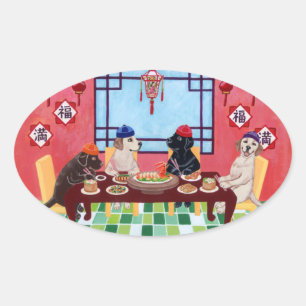 Sticker Ovale Labrador Chinese Restaurant