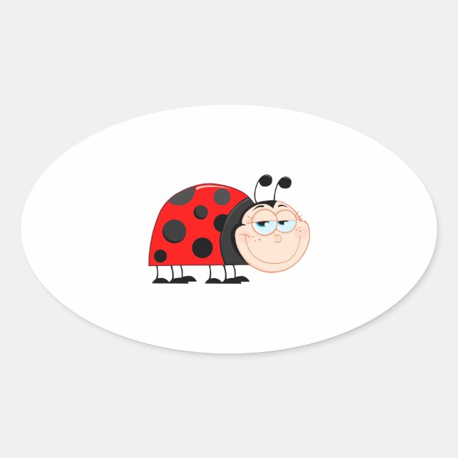 Sticker Ovale Ladybug Ladybugs Bugs Bugs Funny Insect mignon sou (Devant)