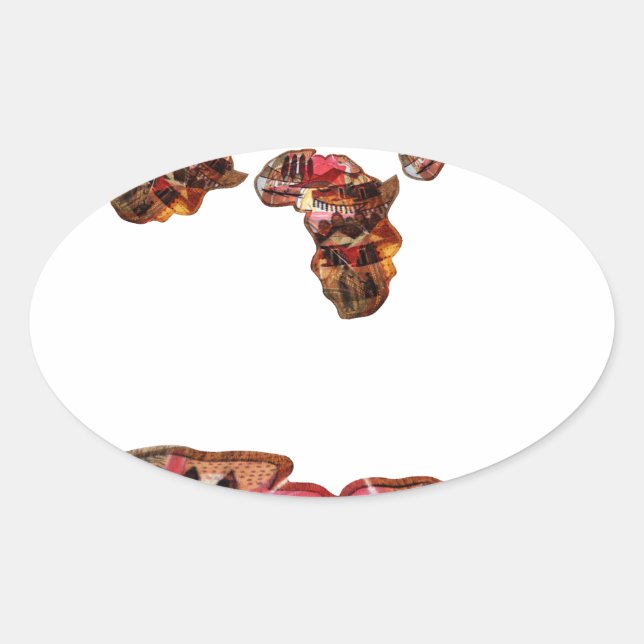 Sticker Ovale L'Afrique en mouvement : Carte Kaleidoscope (Devant)