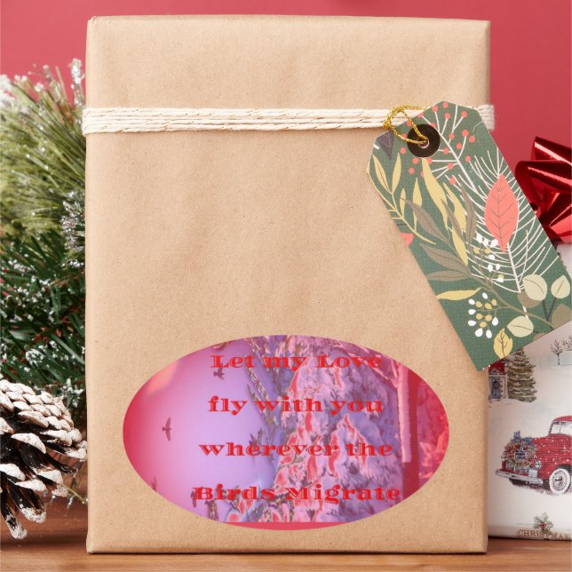 Sticker Ovale Laisse-moi voler avec toi (vacances)