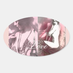 Sticker Ovale L'amour est comme un rose sauvage