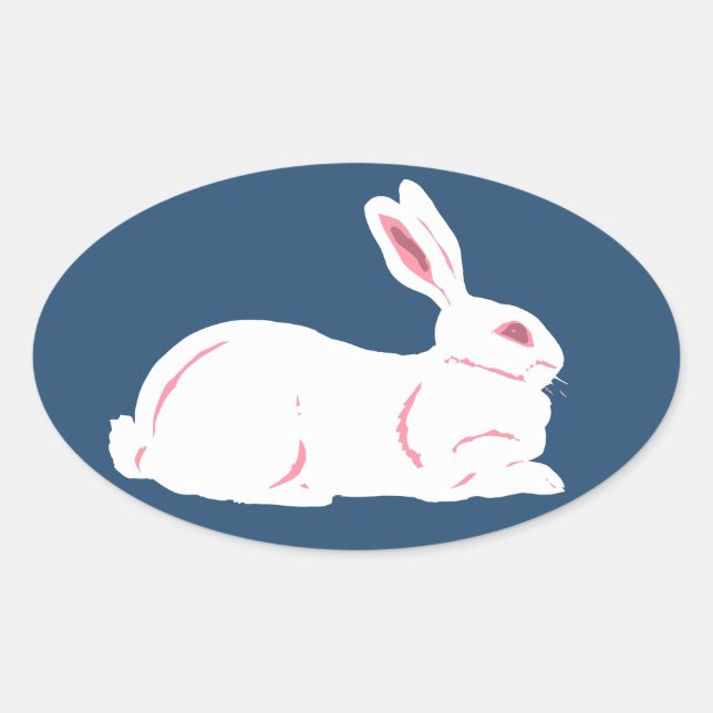 Sticker ovale lapin blanc (Devant)