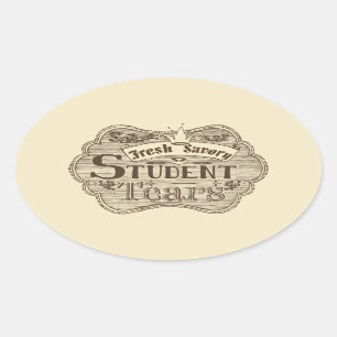 Sticker Ovale Larmes Savourantes Étudiantes Main Dessinée