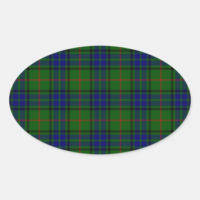 Sticker Ovale Lauder tartan bleu vert plaid (Devant)