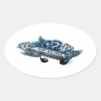 Sticker Ovale Le Blues Harmonica Flash Art