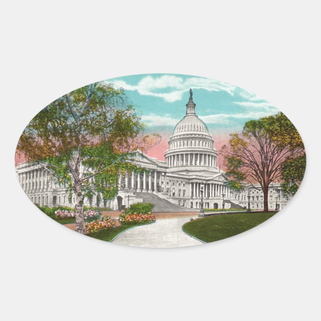Sticker Ovale Le Capitol Vintage américain (Devant)