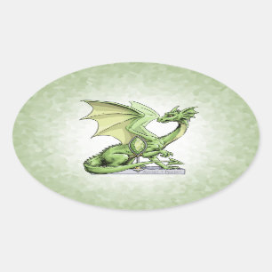 Sticker Ovale Le dragon de pierre de naissance d’août : Peridot