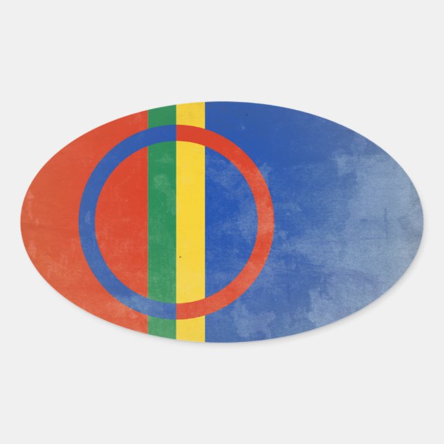 Sticker Ovale Le drapeau des Samis (Devant)