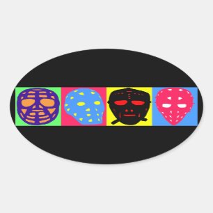 Sticker Ovale Le gardien de but d'hockey d'art de bruit masque