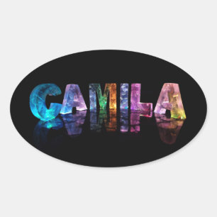 Sticker Ovale Le nom Camila en lumières 3D