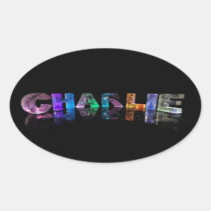 Sticker Ovale Le nom Charlie dans les lumières 3D