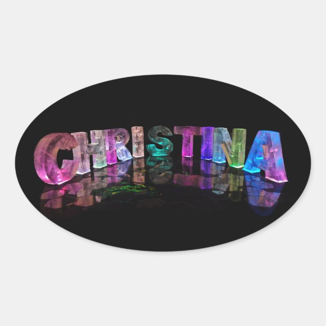 Sticker Ovale Le nom Christina en lettres fantaisistes (Devant)