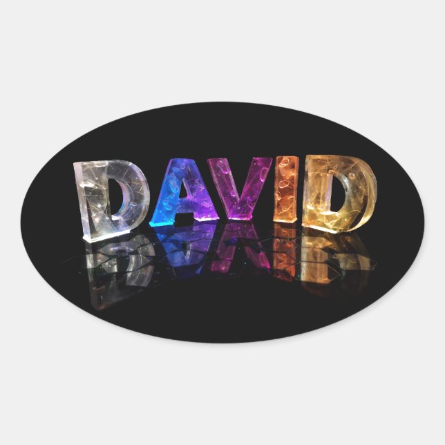Sticker Ovale Le nom David en lumières 3D (photo) (Devant)