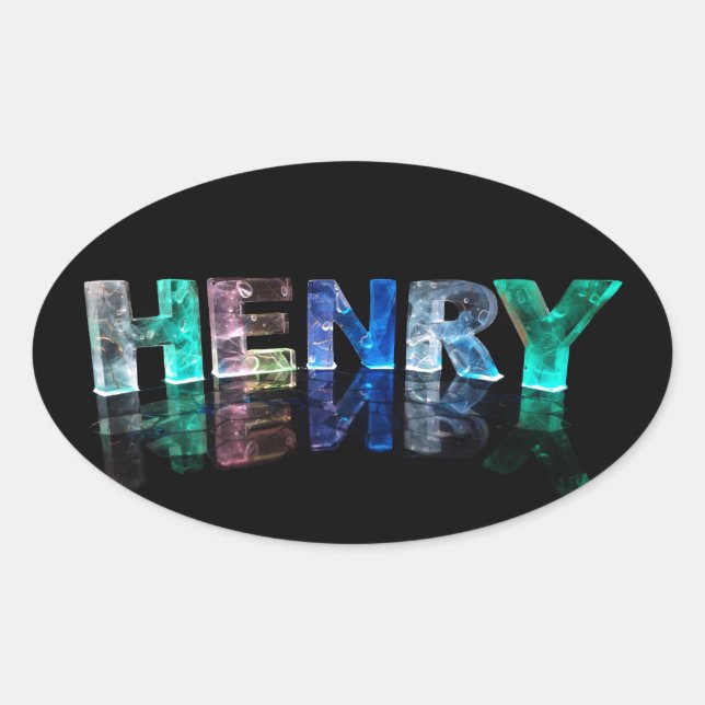 Sticker Ovale Le nom Henry en lumières 3D (photo) (Devant)