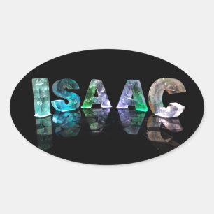 Sticker Ovale Le nom Isaac en lumières 3D (Photographie)