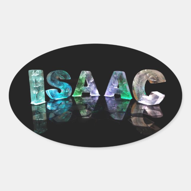Sticker Ovale Le nom Isaac en lumières 3D (Photographie) (Devant)