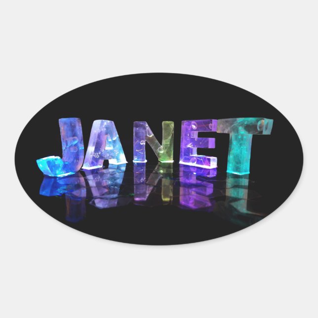 Sticker Ovale Le nom Janet en lumières 3D (photo) (Devant)