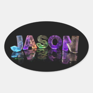 Sticker Ovale Le nom Jason en lumières 3D (photo)