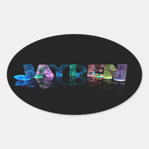 Sticker Ovale Le nom Jayden en lumières 3D (photo)