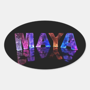 Sticker Ovale Le nom Maya en lumières 3D (photo)