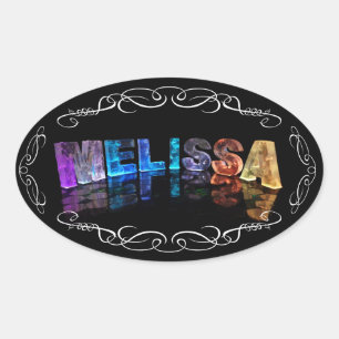 Sticker Ovale Le nom Melissa en lumières 3D (Photographie)