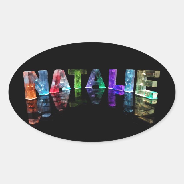 Sticker Ovale Le nom Natalie en lumières 3D (Photographie) (Devant)