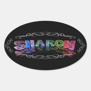 Sticker Ovale Le nom Sharon - Nom en lumières (Photographie)