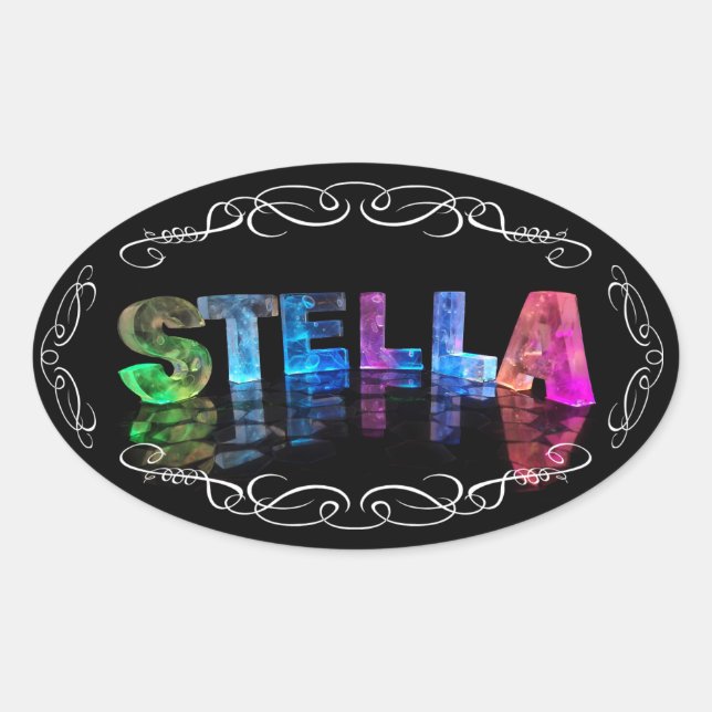 Sticker Ovale Le nom Stella - Nom en lumières (Photographie) (Devant)