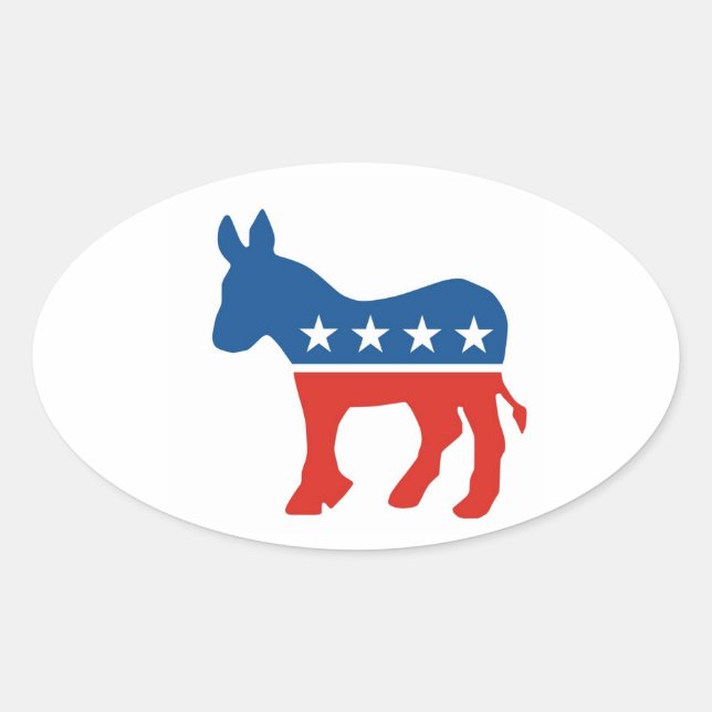Sticker Ovale le parti démocrate américain donkey usa (Devant)