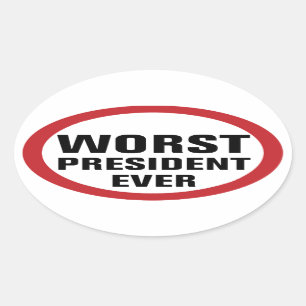 Sticker Ovale Le pire président jamais opposé à Trump