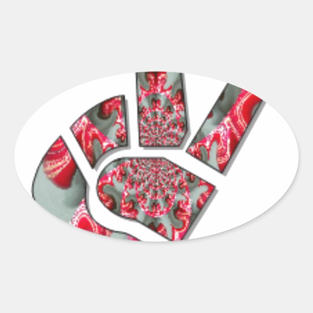 Sticker Ovale Le pouvoir dans la paume : le salut à deux doigts (Devant)