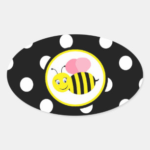 Sticker Ovale Le ronflement gaffent l'abeille - rose/noir
