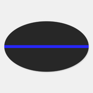 Sticker Ovale Le Symbolique Ligne Bleue Mince Horizontale Noir