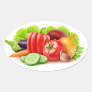 Sticker Ovale Légumes frais