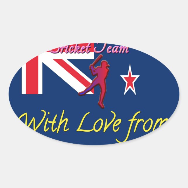 Sticker Ovale L'équipe de cricket néo-zélandaise : L'amour de mo (Devant)