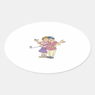 Sticker Ovale Les couples qui jouent au golf ensemble restent
