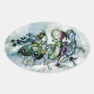 Sticker Ovale Les fées de rêve d'une nuit d'été