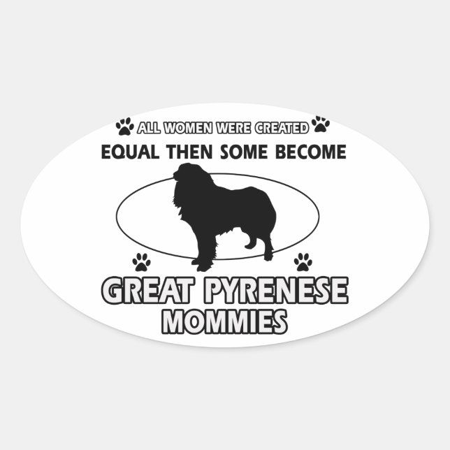 Sticker Ovale Les grands modèles de chiens des Pyrénées (Devant)