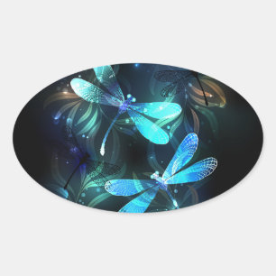 Sticker Ovale Les libellules du lac