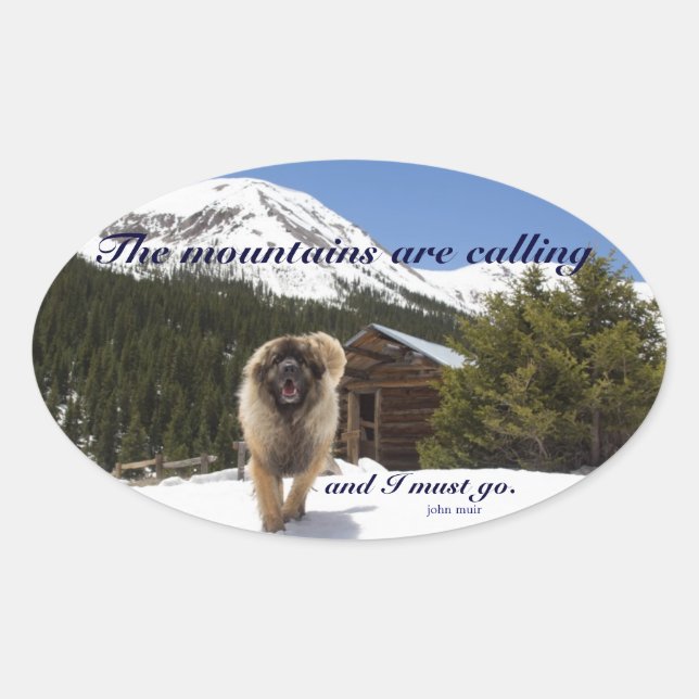 Sticker Ovale Les montagnes appellent (Devant)