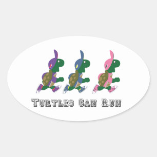 Sticker Ovale Les tortues peuvent courir
