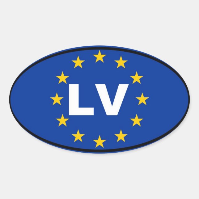 Sticker Ovale Lettonie LV Union européenne (Devant)