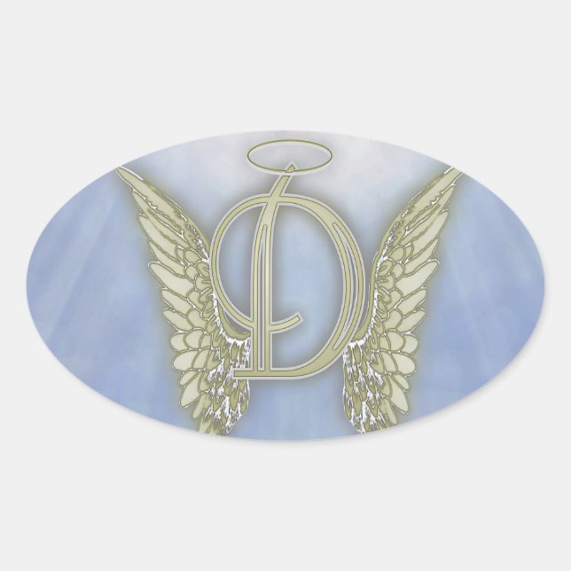 Sticker Ovale Lettre D Angel Monogramme (Devant)