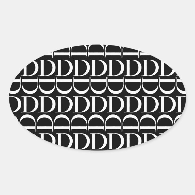 Sticker Ovale Lettre initiale D monogramme (Devant)