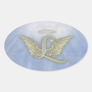 Sticker Ovale Lettre L Angel Monogramme