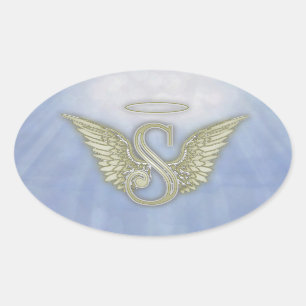 Sticker Ovale Lettre S Angel Monogramme