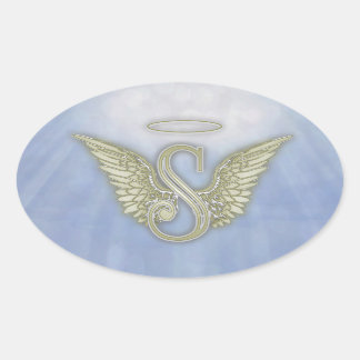 Sticker Ovale Lettre S Angel Monogramme