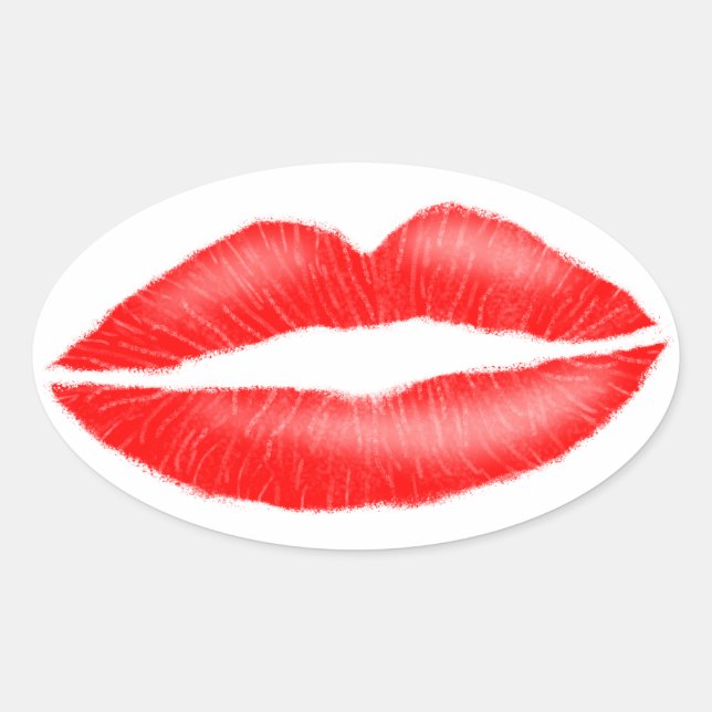 Sticker Ovale Lèvres rouge séduisante Femelle rouge (Devant)
