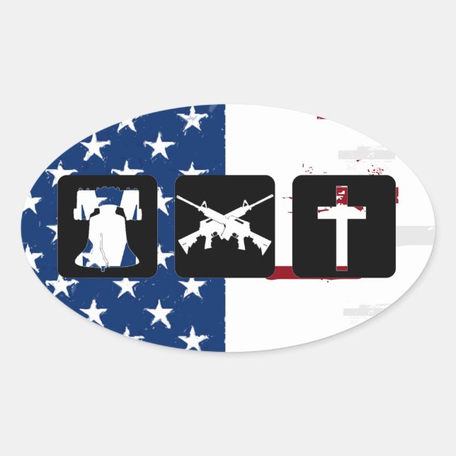 Sticker Ovale Liberty Armes Religion Oval (Devant)