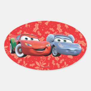 Sticker Ovale Lightning McQueen & Sally